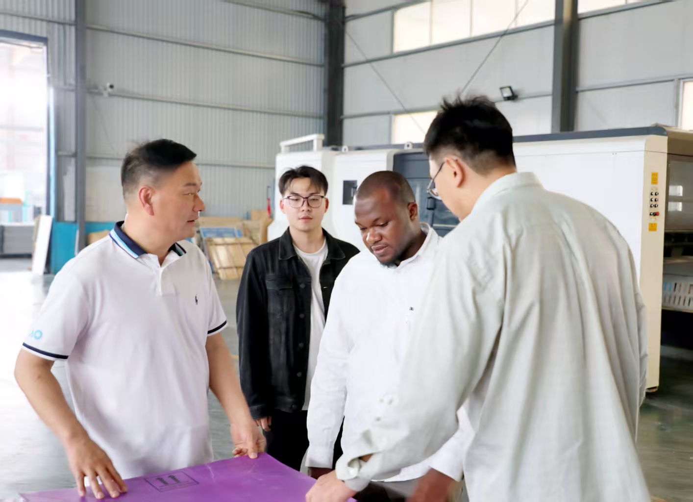 Africa client visit Zolo pp hollow shuttering board factory on May.2025